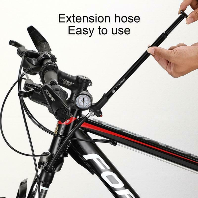 Bicycle Manual Light Front Fork Shock Absorber Rear Pump w/ Tire Pressure Gauge