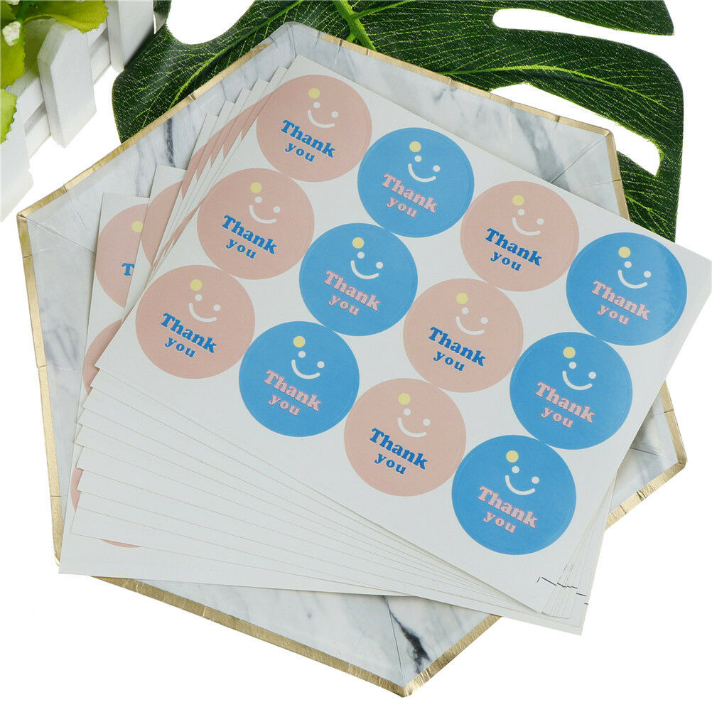 120Pcs Smile Thank you Paper Seal Stickers DIY Gifts posted/Baking Decor lab DD