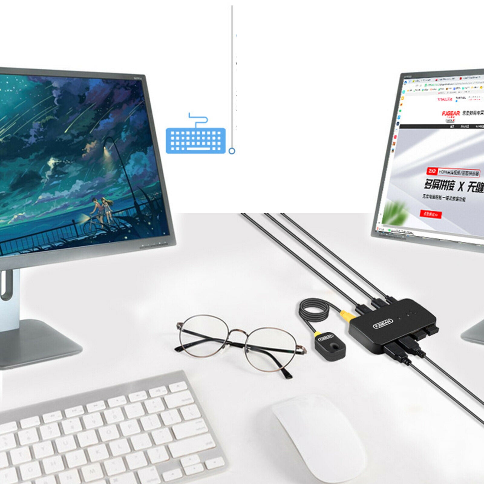 Switch Selector 2 In 4 Out 4 Port for Computer PC Keyboard U Disk Scanner