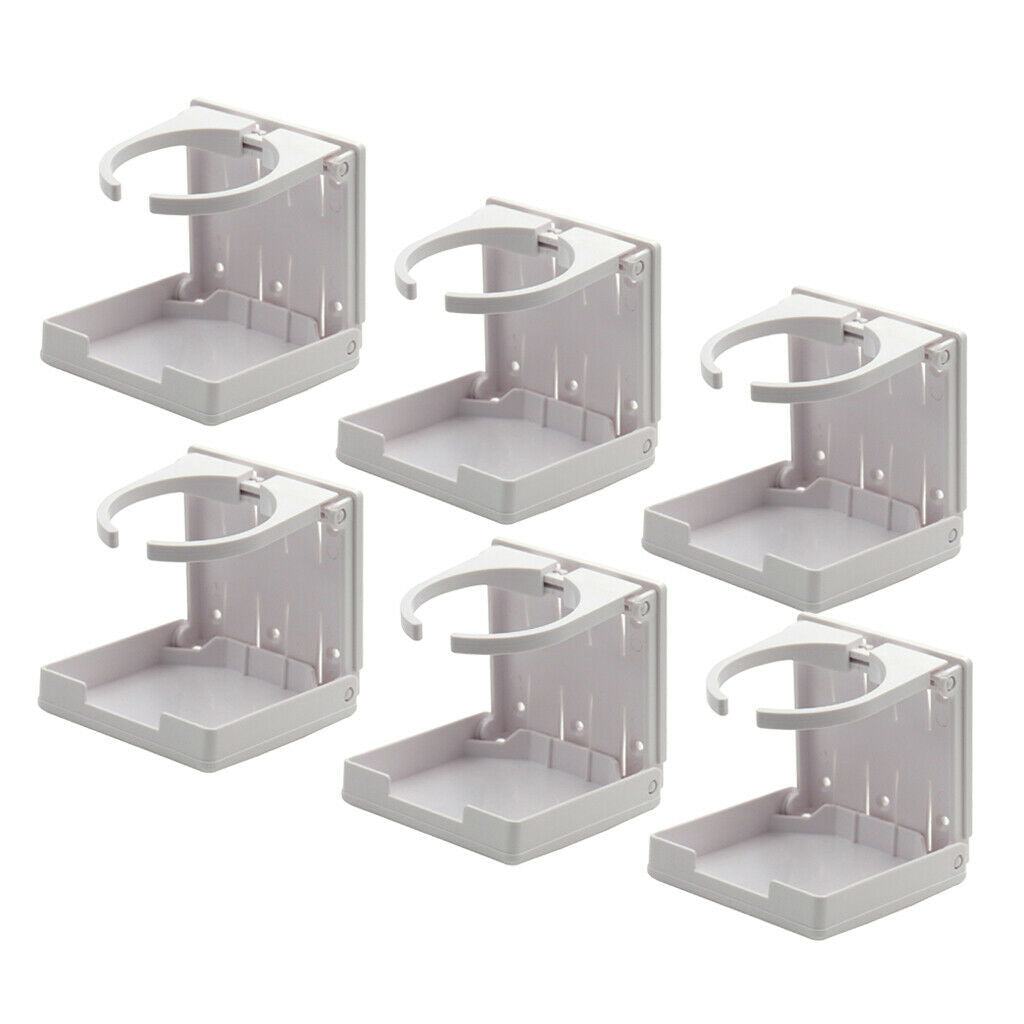 6x Plastic Drink Holder Folding for Cars Boats RV Yacht Accessories White