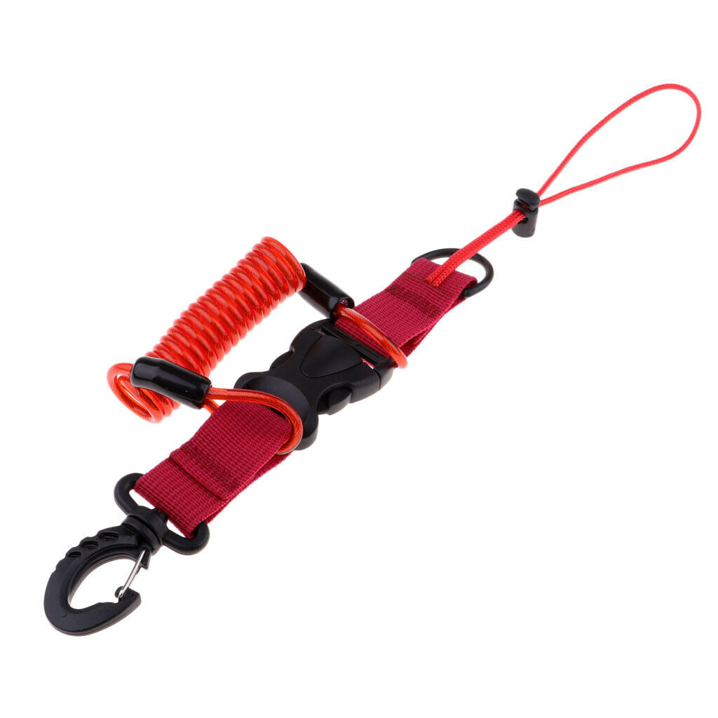 Coiled Cord Attachment Lanyard for Fishing Kayak Diving Water Sports Red
