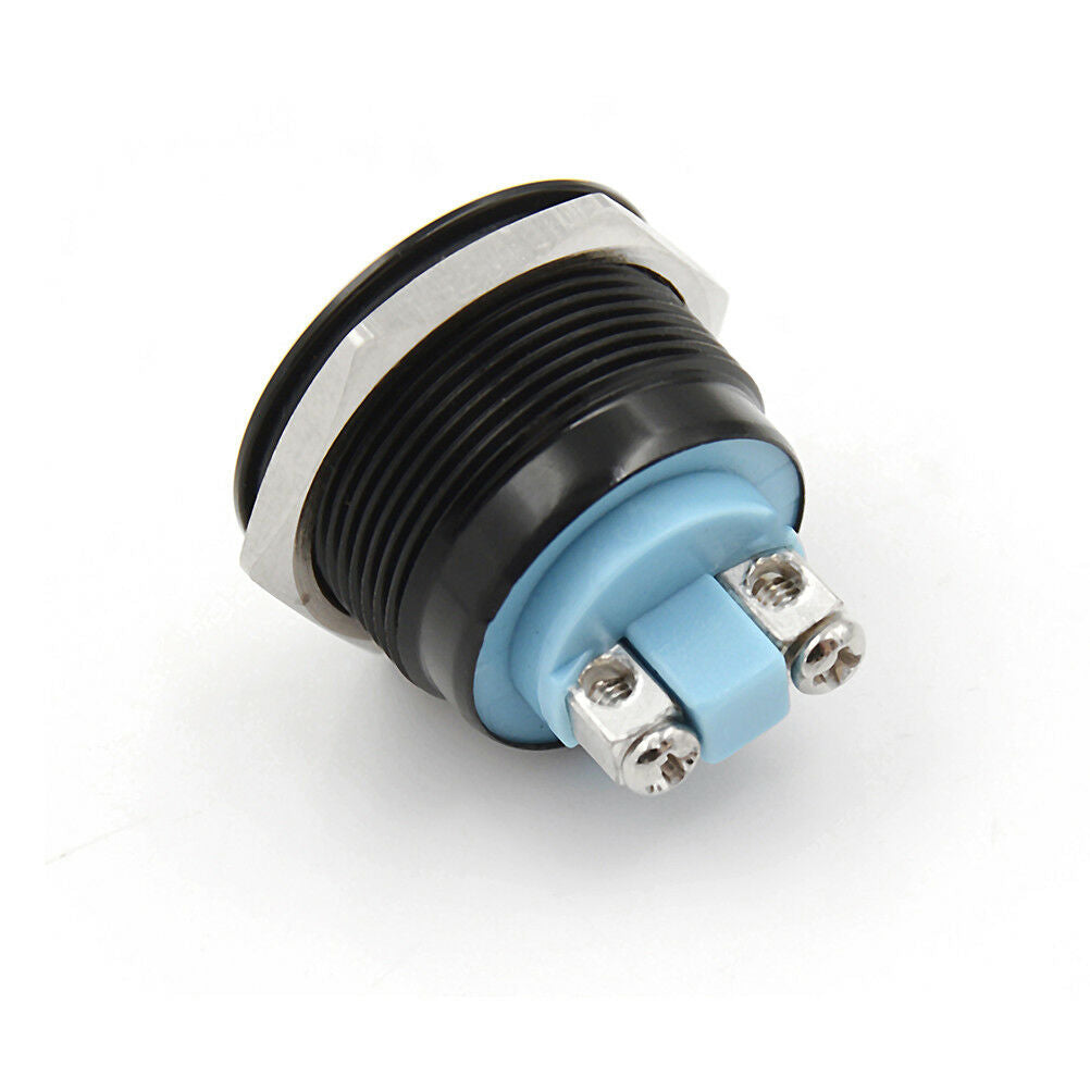 1PC 22mm waterproof black momentary metal flat top push button switch.l8