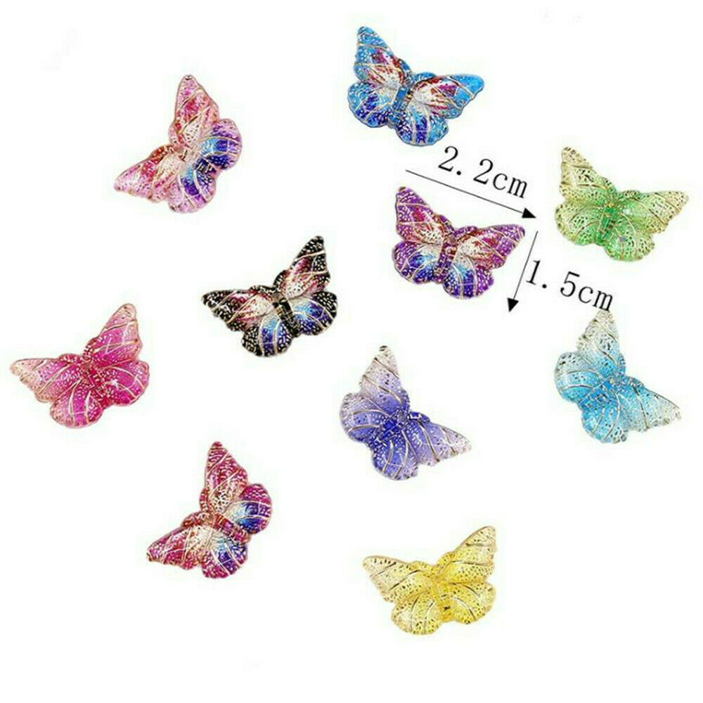 10 Butterfly Pendants Colourful Enamel Charm Animal DIY Jewellery Making