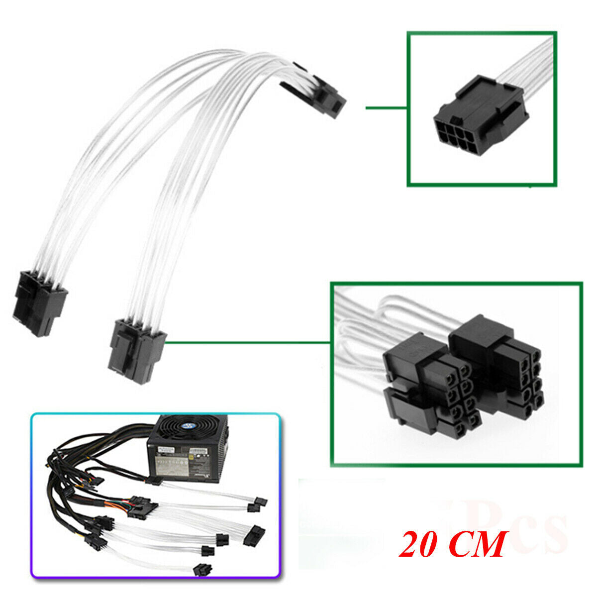 Graphics Card Power Cord Power Cable Splitter 18 AWG/Ribbon Cable Wire Connector