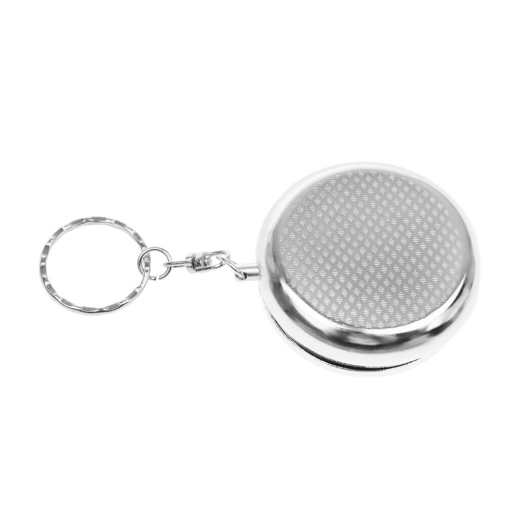 New   Stainless Steel Portable Round Ashtray with Keychain Keyring