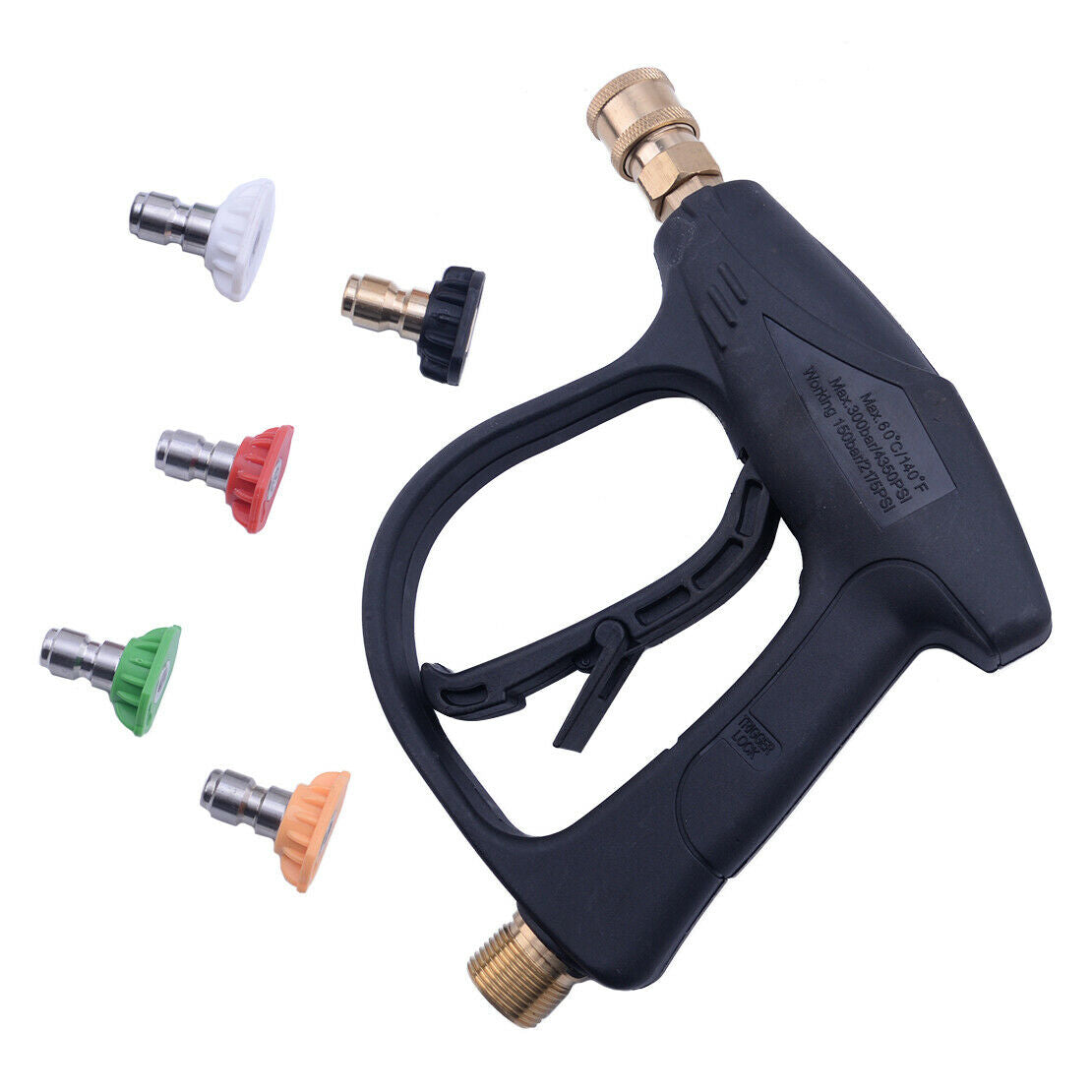 High Pressure Washer Spray Gun 4350 PSI Jet Lance Trigger Wash Water + 5 Nozzles
