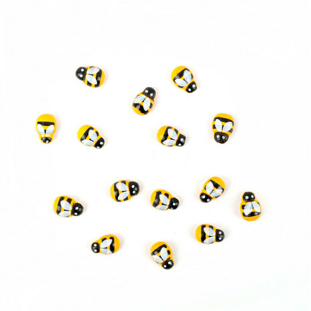 100X Bees Self Adhesive Ladybug 9x12mm Wooden Bumble Craft Card Toppers
