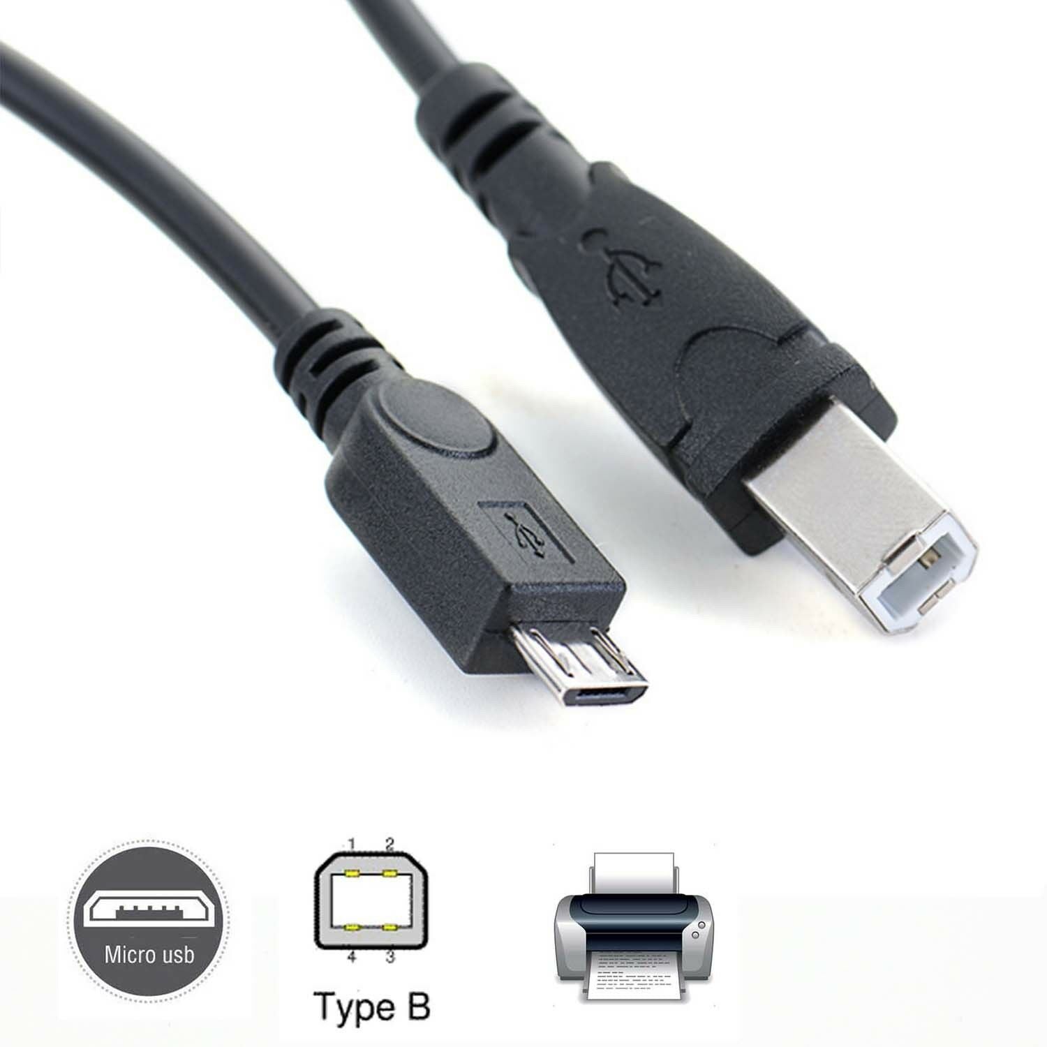 micro usb Male to USB 2.0 B Male Data OTG Cable Phone Electronic piano drum tt