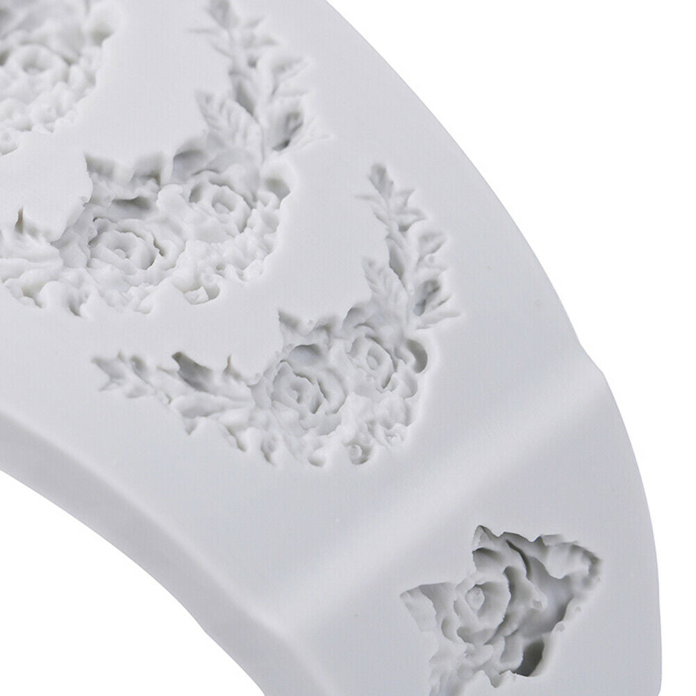 Rose Flower Garland Silicone Mold Cake Border Jewelry Wedding Decorating .l8