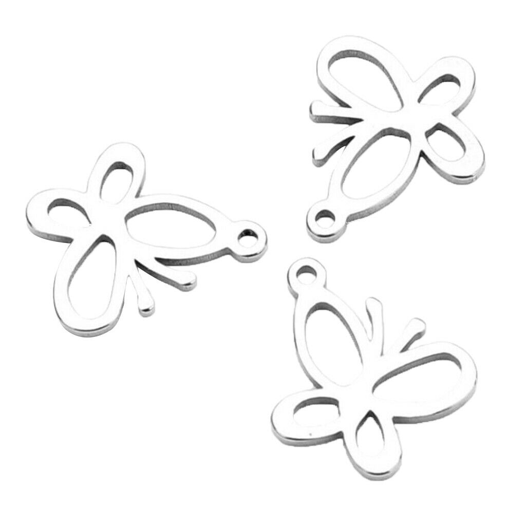 20x Stainless Steel Butterfly Charms Pendants Jewelry DIY Accessories Lot