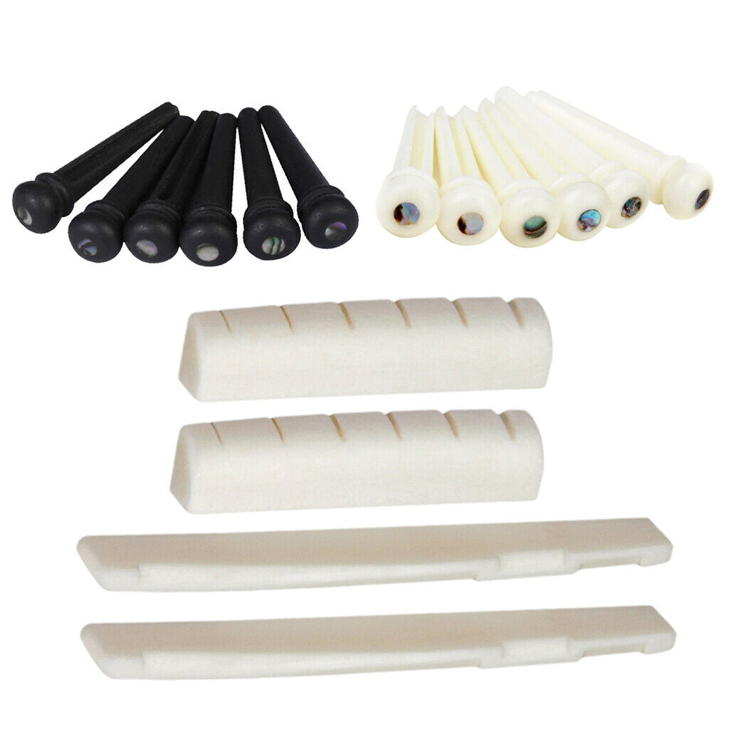 Sattle Nut Set + 6pcs Ebony Pins + 6pcs Artificial Bone Pins For