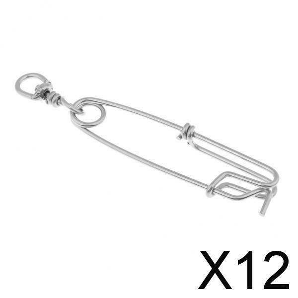 12X Long Line Clip Snap Stainless Steel Sea Fishing Connector Clip Snap