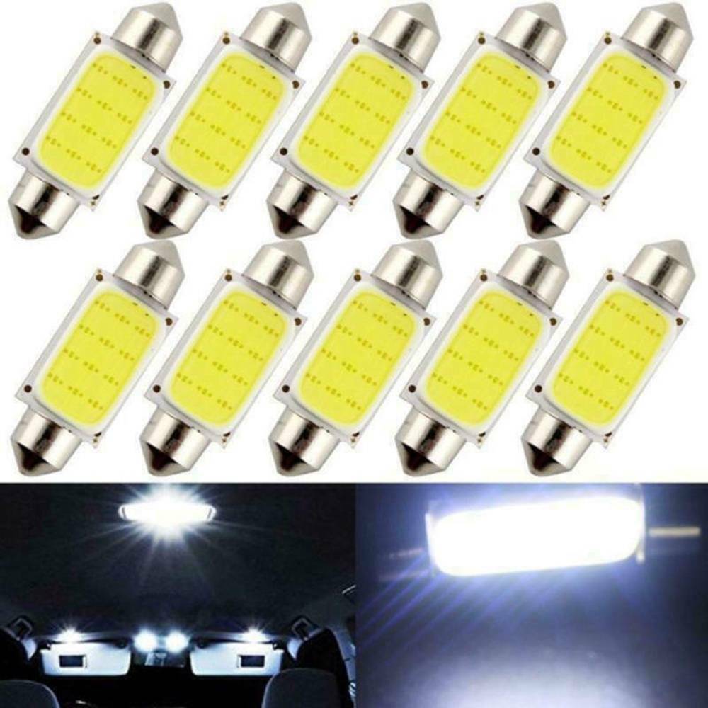 10Pcs LED COB Festoon 36mm 12V White bulbs Car Error Free Interior Reading Light