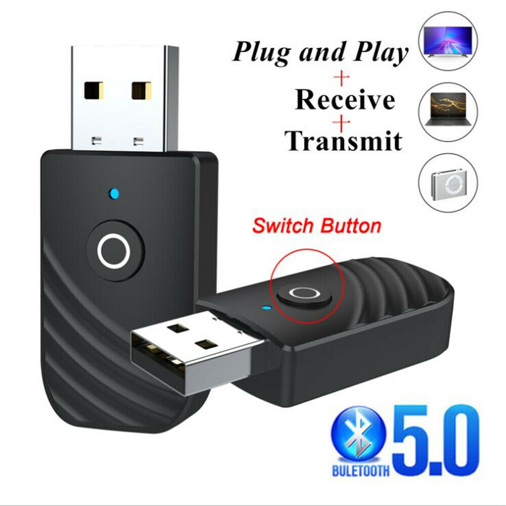 3 in1 Bluetooth USB Transmitter Receiver Wireless Audio 3.5mm Adapter PC TV MP3