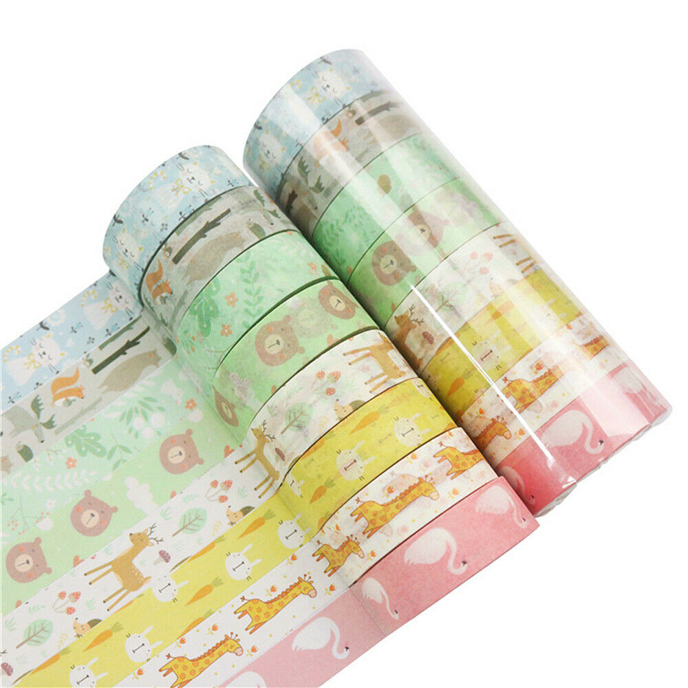 8 Rolls Cute Animal Pattern Washi Paper Tape Stickers Scrapbooking Planner DIY