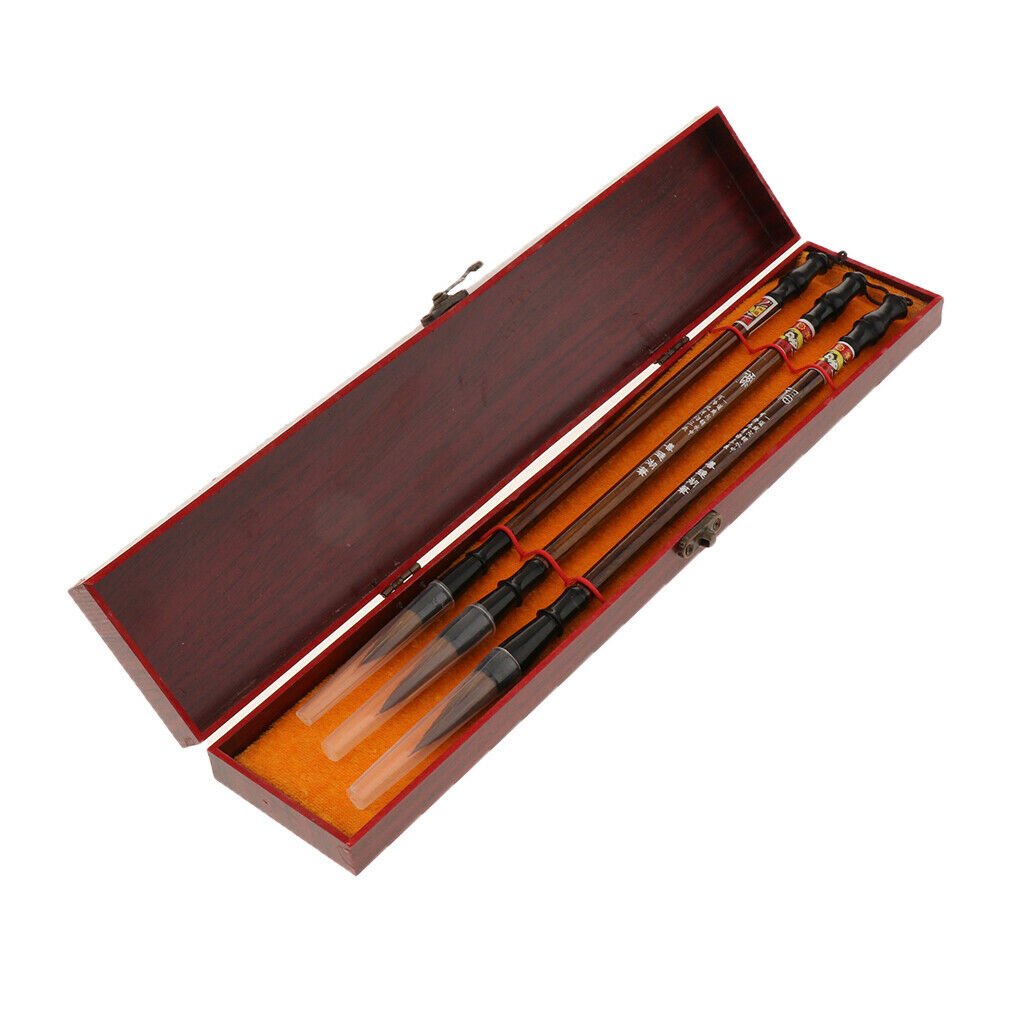 3 Pieces Calligraphy Brush Pen Chinese Traditional Writing Painting Gift Box