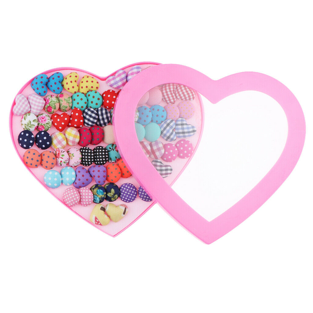 36 pairs of mini ear studs allergy-free round love heart - earrings for