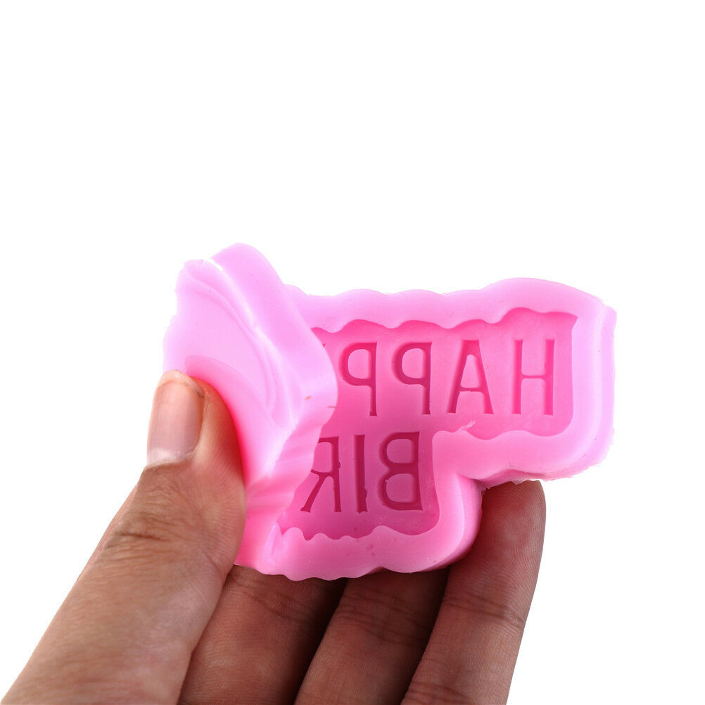 Happy birthday fondant cake decorating silicone mold baking tools xmas de.l8