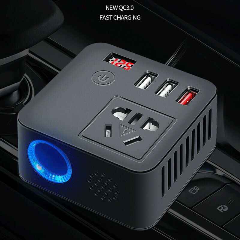 LED Digital Car Auto Power Inverter DC12V 24V to AC220V QC3.0 USB Socket Charger