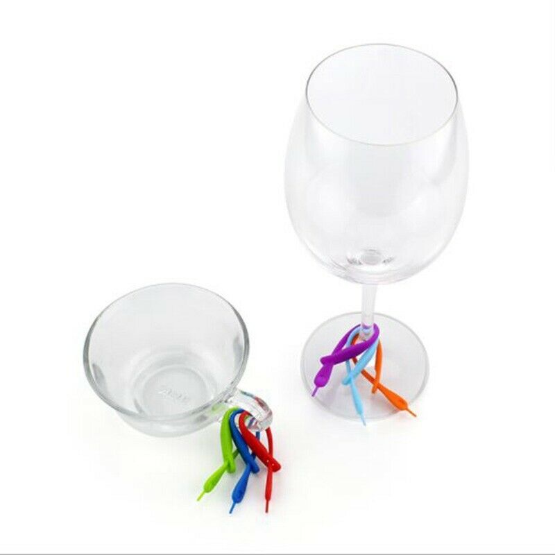 12pcs/set Silicone Colorful Glass Bottle Drink Cup Marker Cup Identify Label