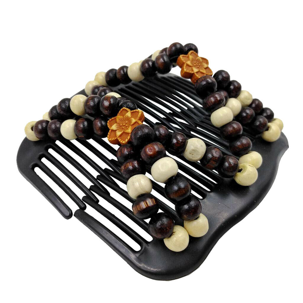 Fashion Magic Double Beaded Hair Comb Flower Bead Hair Accessories for Women