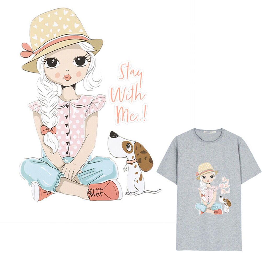 Cute Girls Iron on Patches Washable Heat Transfer Stickers T-shirt Appliq.l8