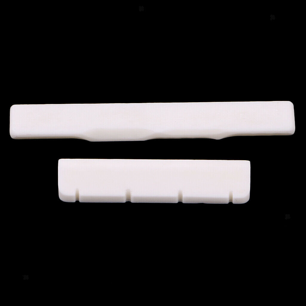 1 Set Guitar Slotted Saddle Nut Carved Bone for Ukulele Uku Replacement Parts