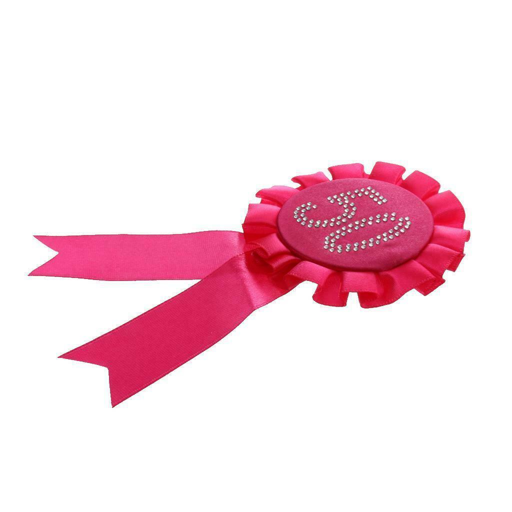 2Pcs Novelty Diamante Rhinestone Rose 50th Birthday Rosette Satin Ribbon