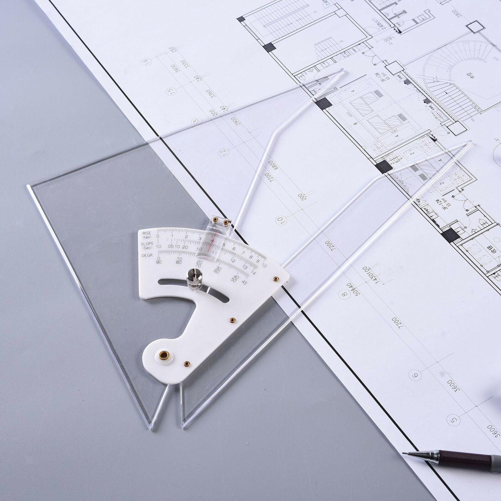 Drafting Triangle Ruler Adjustable Scale Architect Engineer Plain Edge