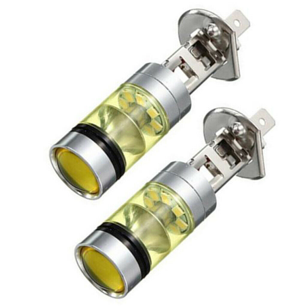 2pcs Fog Lights H1 100W Yellow Projector Lamp Bulbs Duct Car