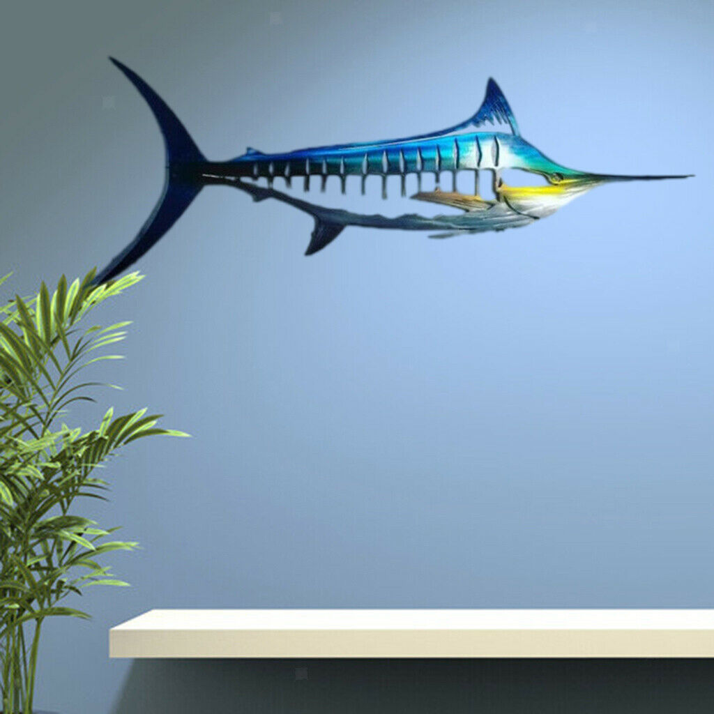 2x Metal Shark Wall Art Decor Art Ocean Fish Hanging Sculpture Garden Patio