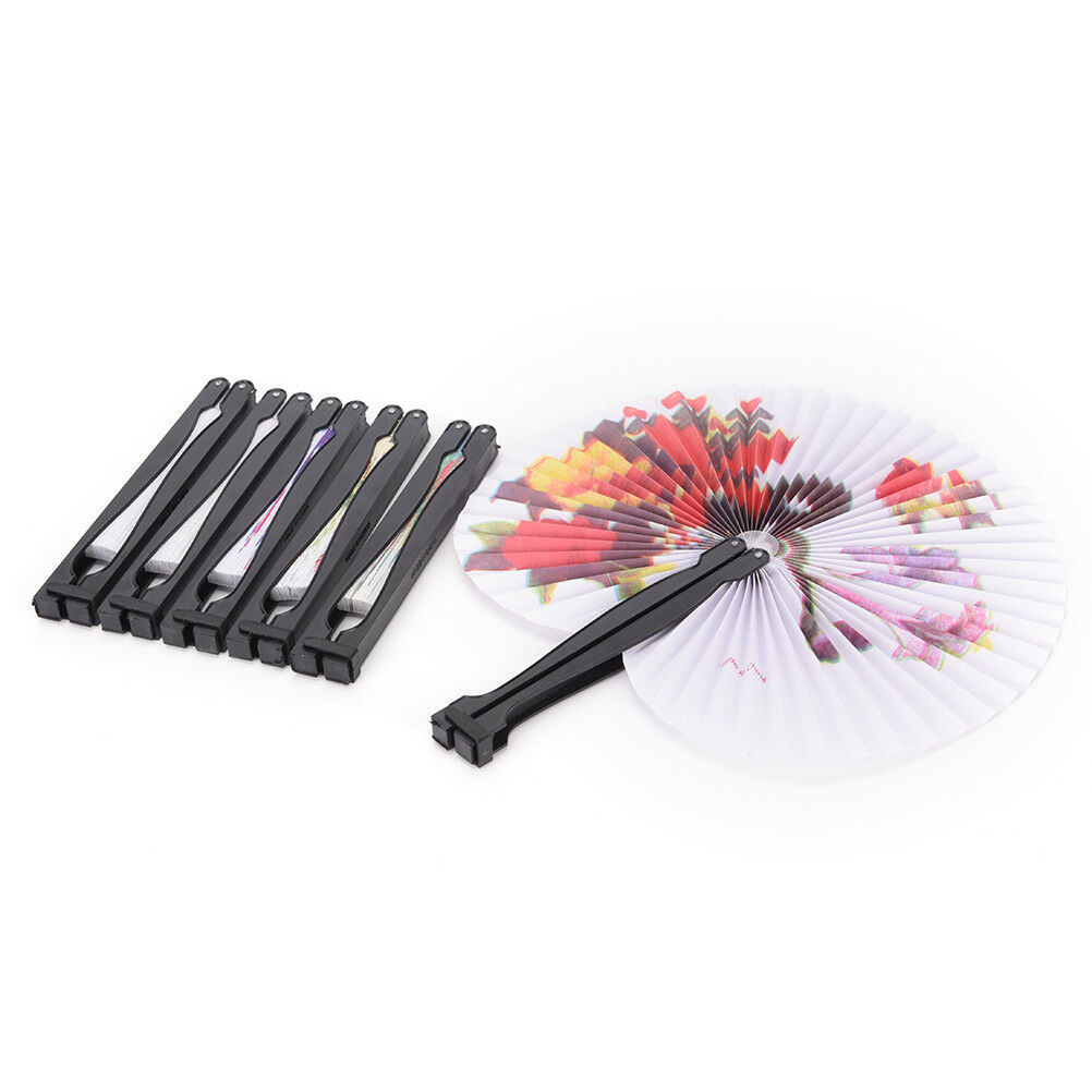 New Paper Hand Fan Plastic Handles Folding Wedding Party Favor Decoration .l8