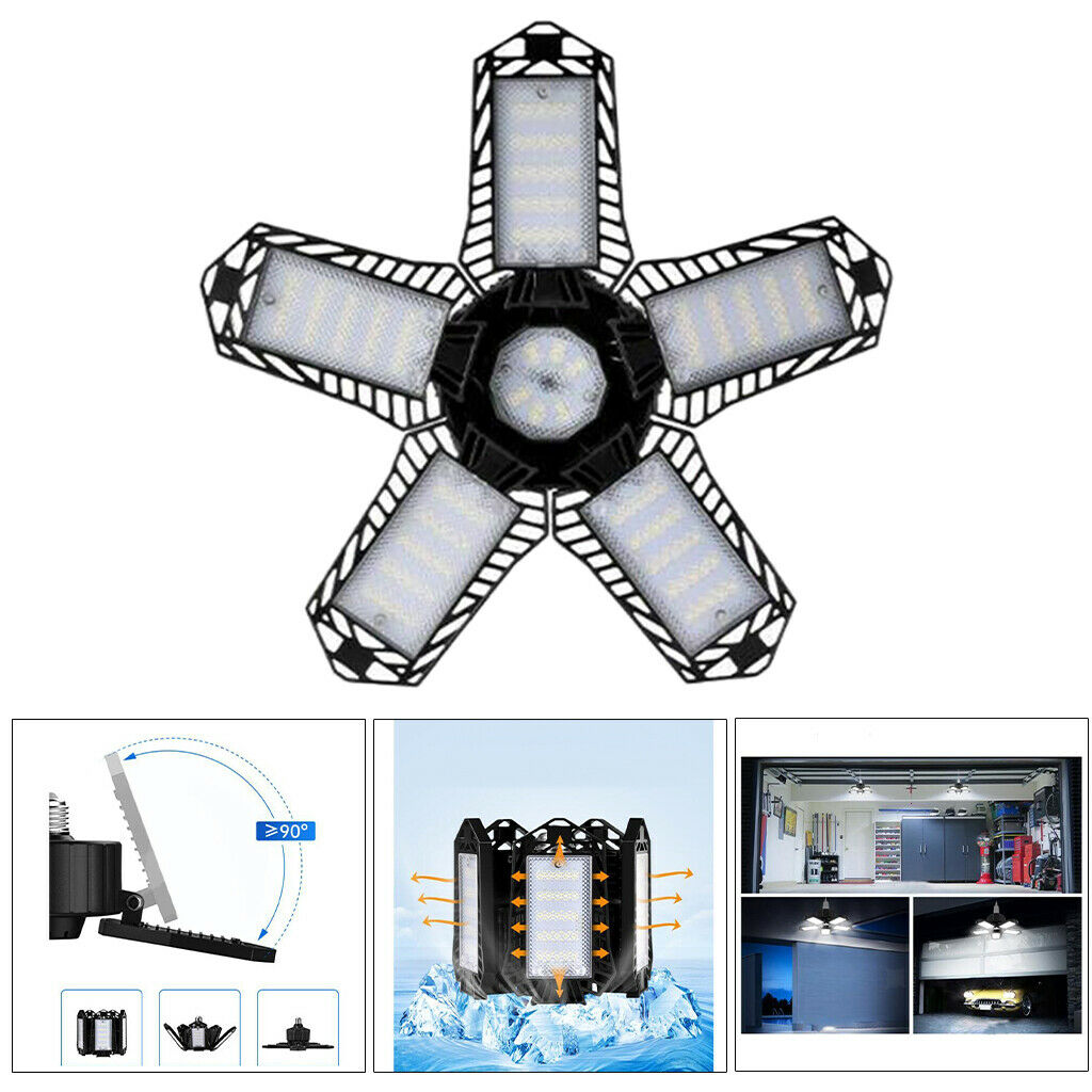LED Garage Lights 80W Deformable Garage Ceiling Lights Fixture Lamp Basement