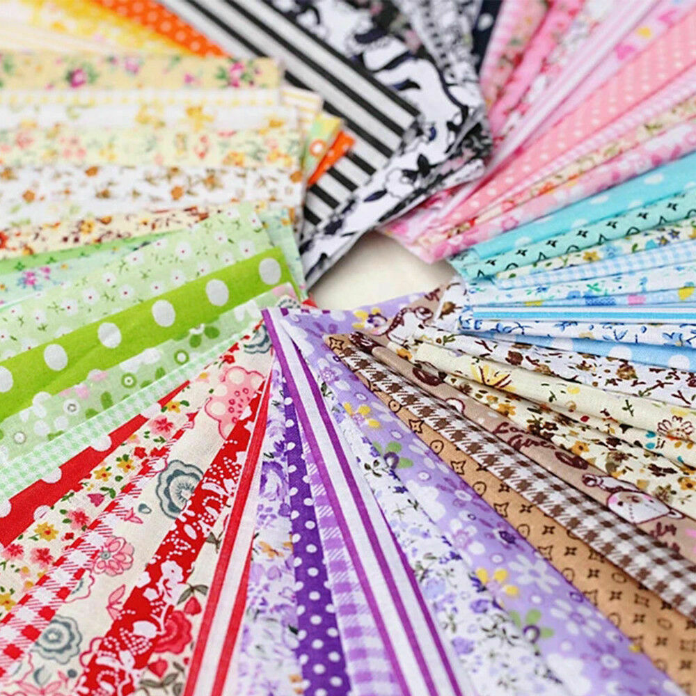 50x Floral Cotton Fabric Bundle Patchwork Scraps Quilting Sewing Crafts 10X10cm