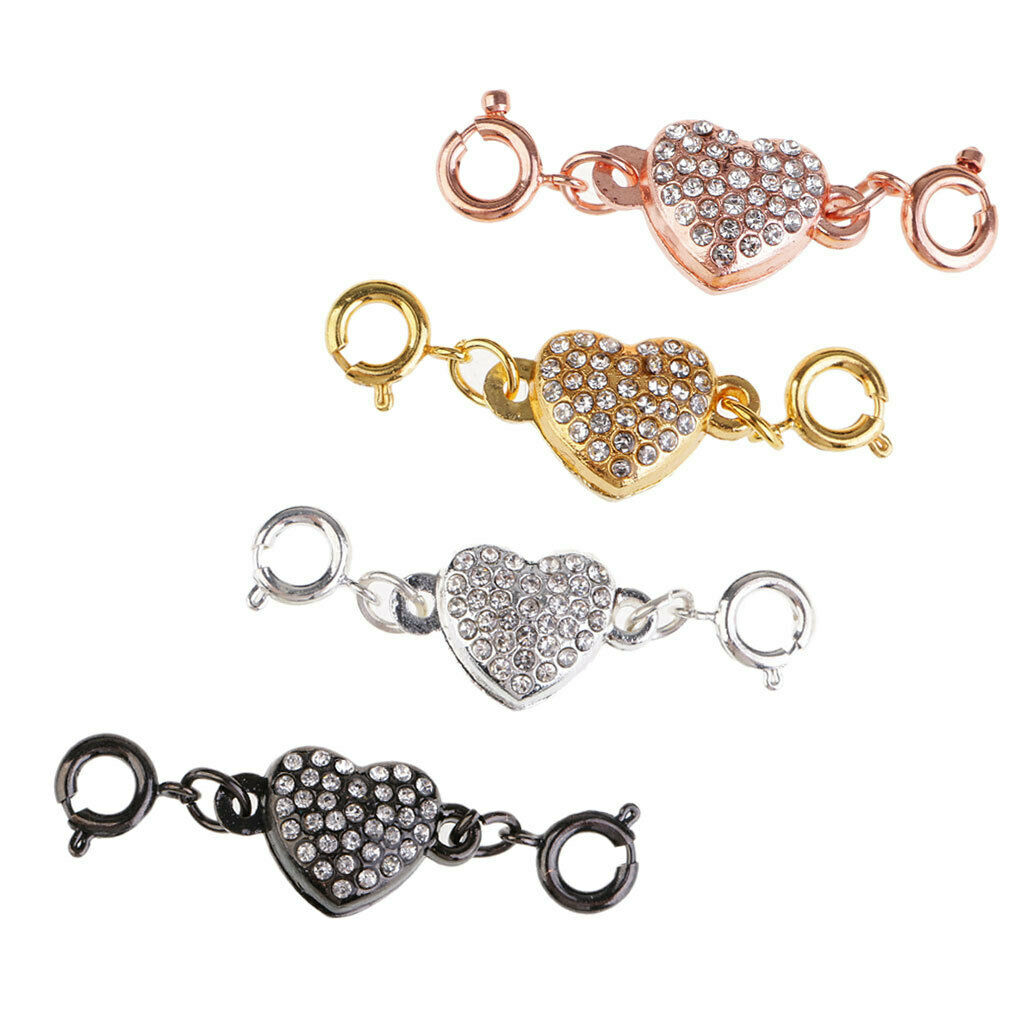 4 Colors Rhinestone Heart Magnetic Clasps Bracelets Jewelry Making Findings