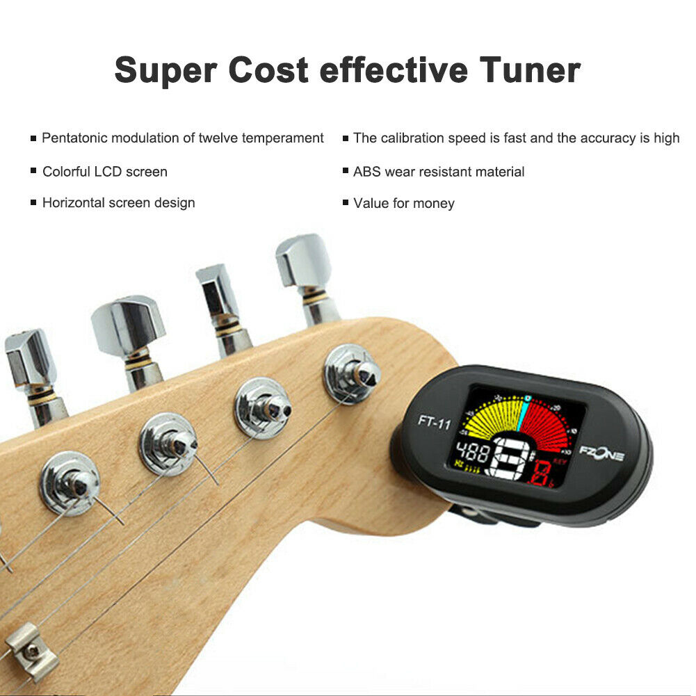 FT-11 Clip-on Tuner for Guitar Bass Violin Ukulele Guitar Tuning Instrument