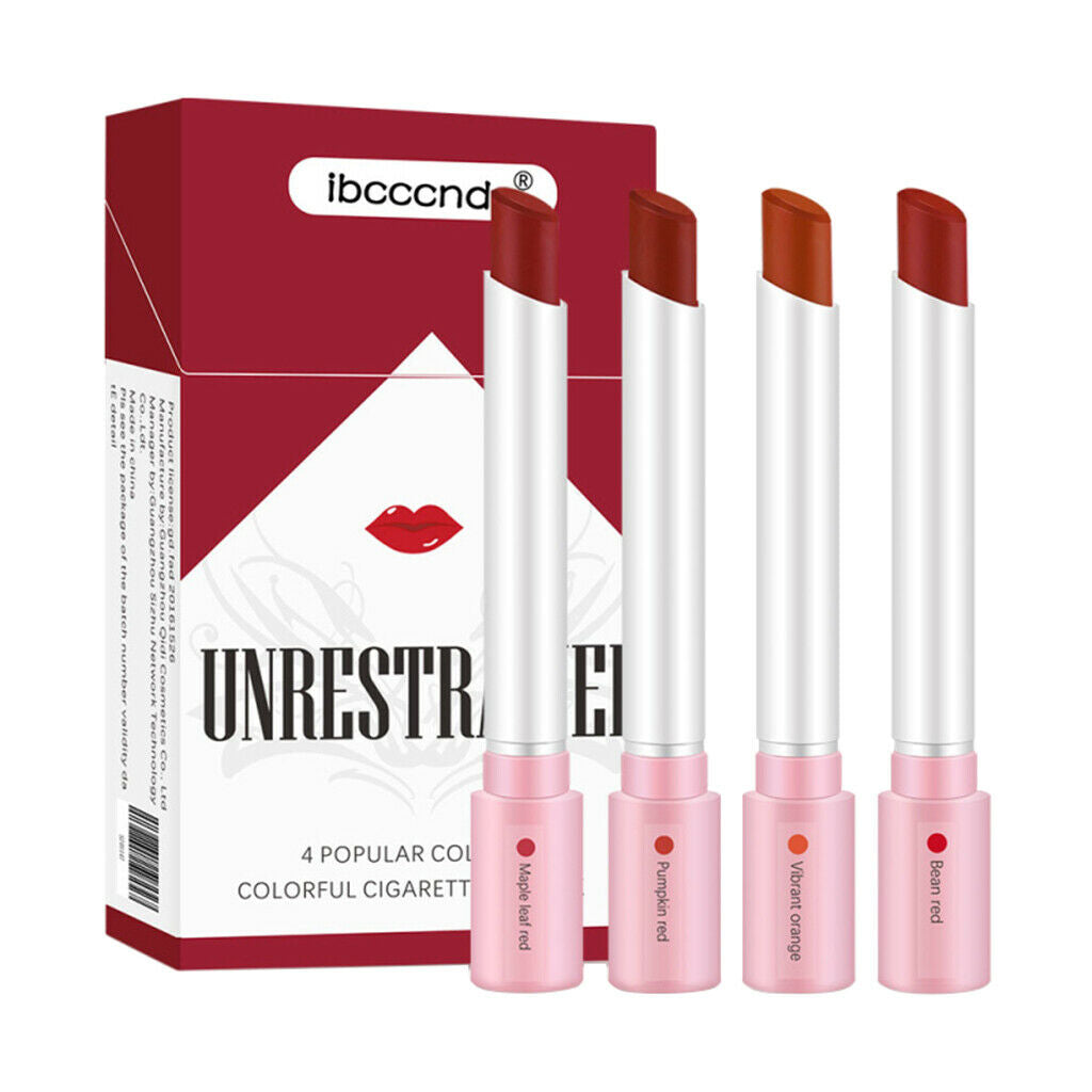 4 Colors Lipsticks Set Cigarette Design Non-sticky Moisturizing Lip Stick