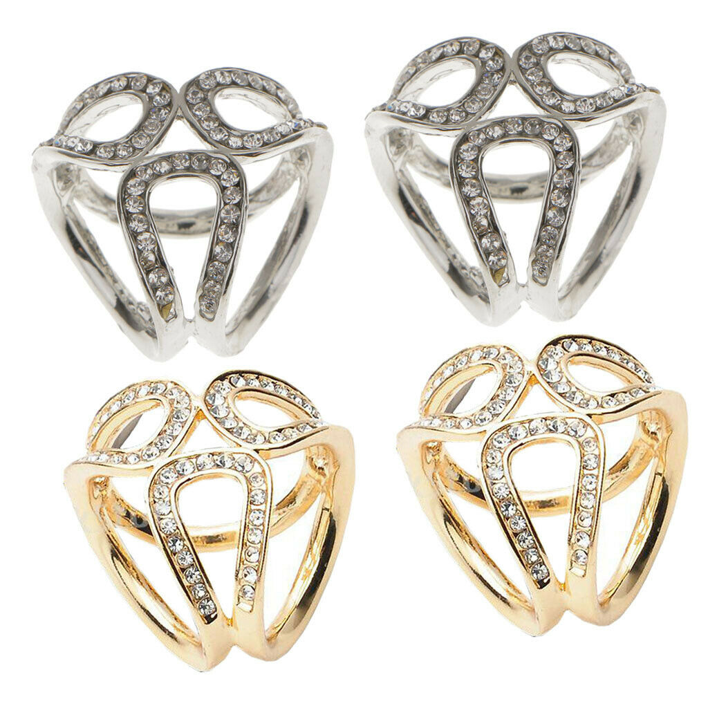 4x Lady Women's Diamante 3 Rings Scarf Buckle Chiffon Shawl Scarf Ring Clip