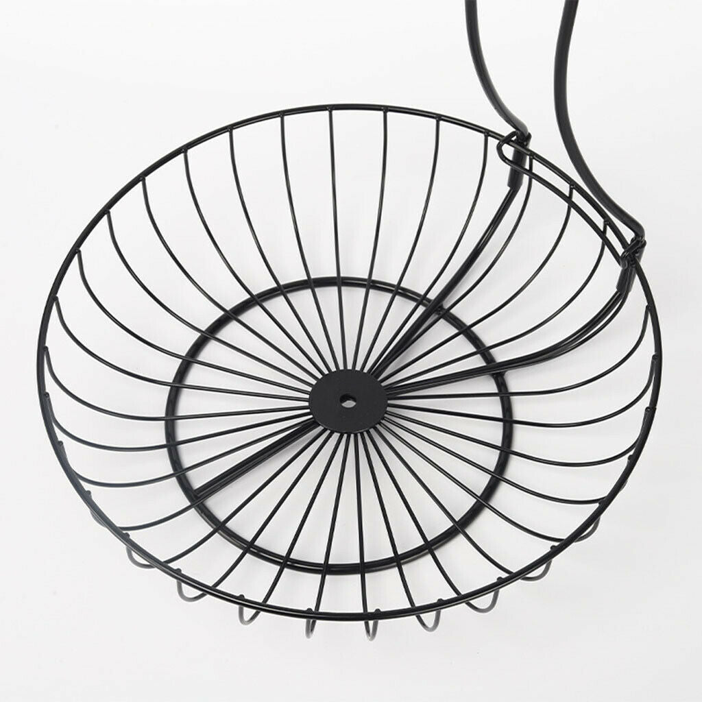 Iron Art Round 2-Tier Fruit Basket Holder Bowl Countertop Storage Rack Black
