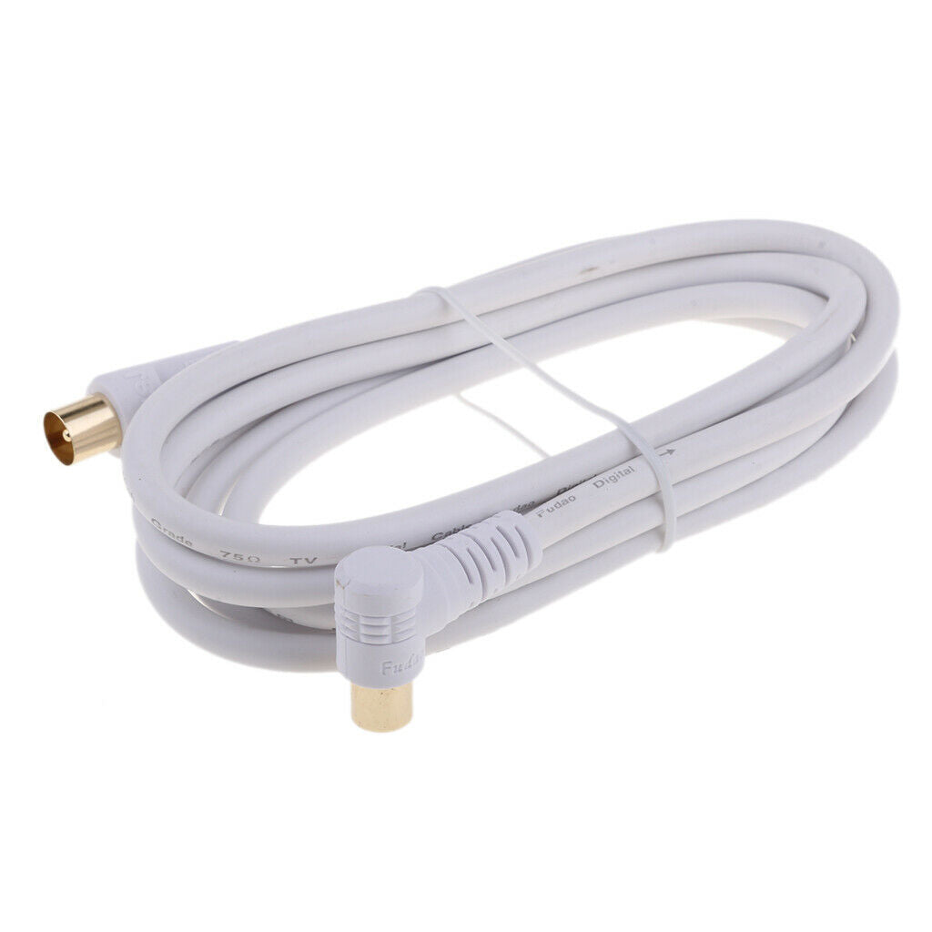 90 Degree TV 9mm Coaxial Cable Aerial Male to Male RF Antenna Cable