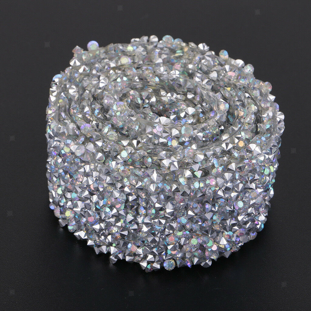 1 Yard Crystal Rhinestone Beaded Applique Trim Iron on Bridal Costume Crafts