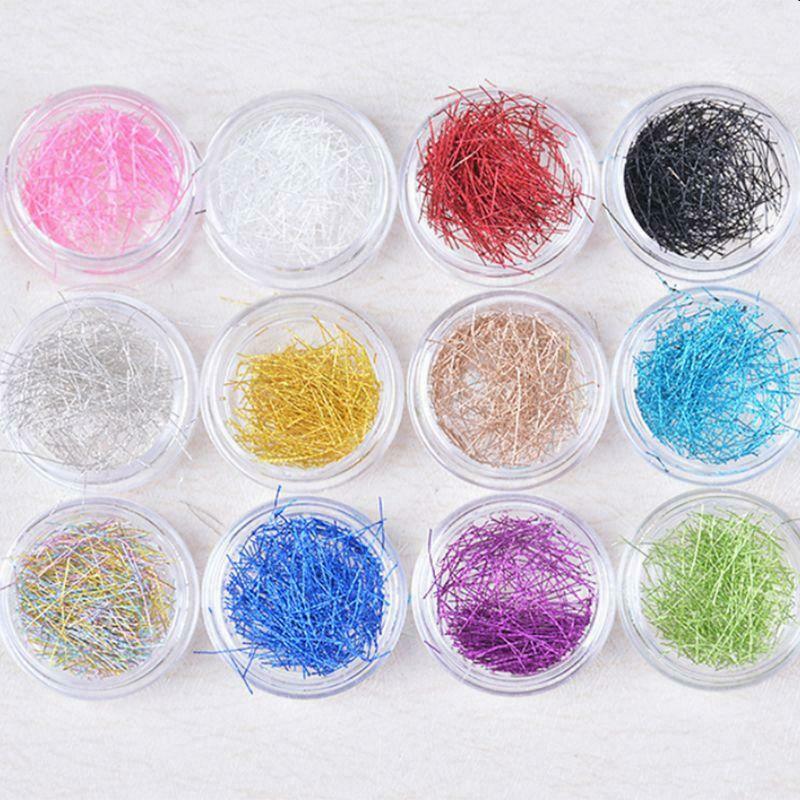 12 Pcs/set Mixed Color Grid Thin Line Metal Wire Epoxy Filling Material Mold for