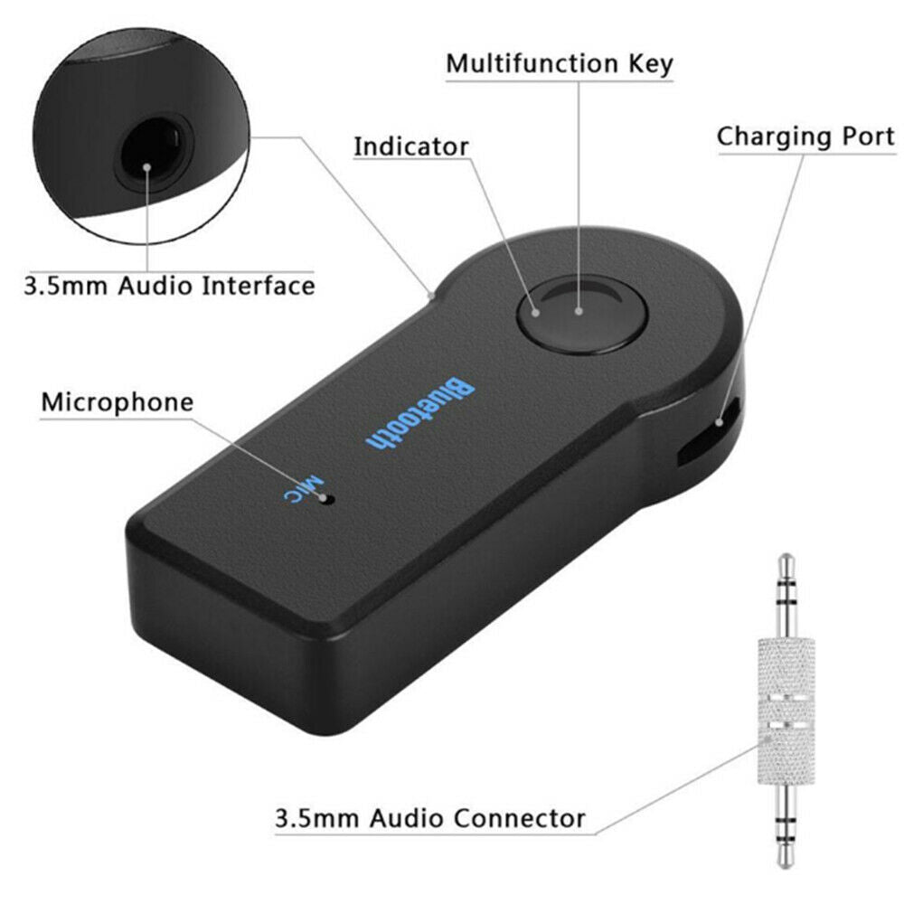 Wireless Bluetooth 5.0 Car Adapter Receiver 3.5mm AUX Audio Stereo Music Home