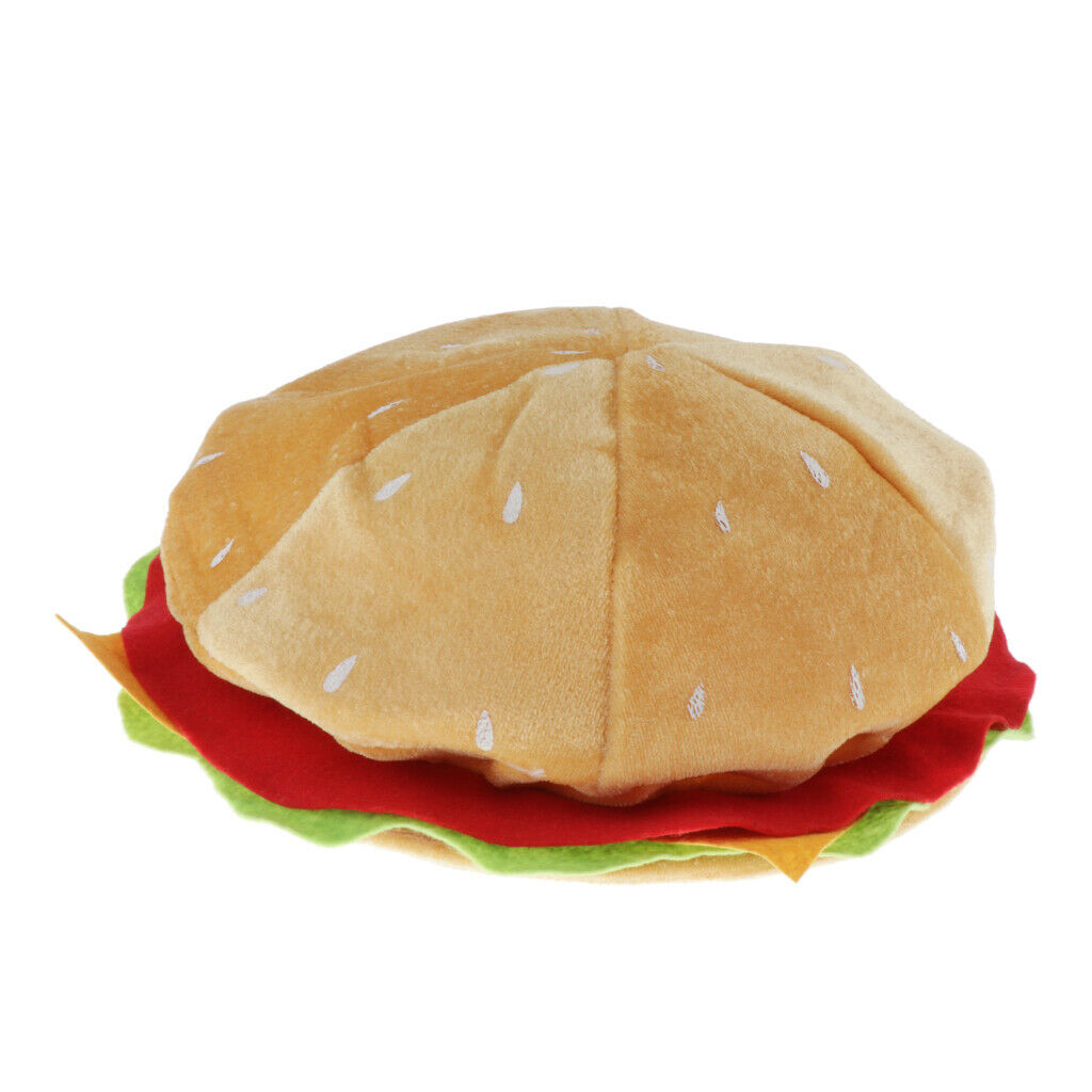Novelty Fast Food Hat - Plush Hamburger Cheeseburger Hat Party Props