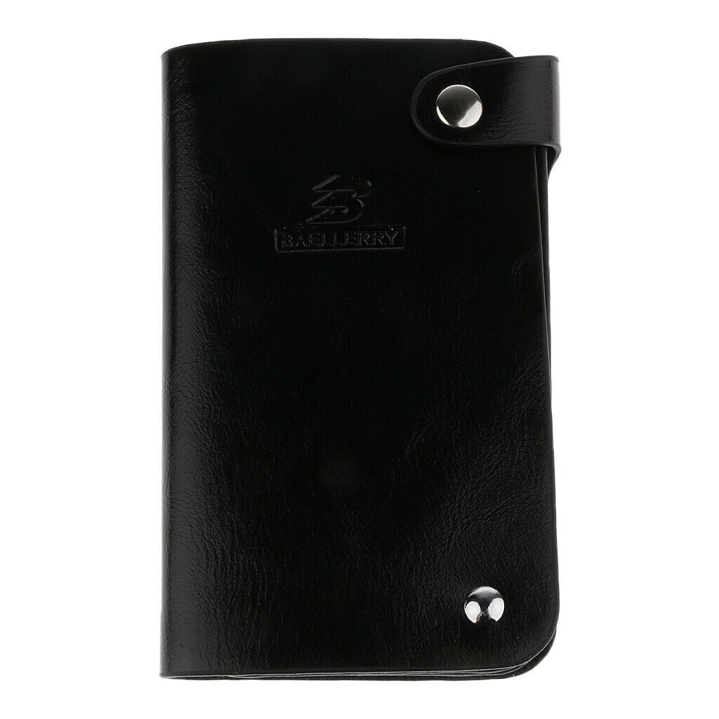 Trifold Pu Leather Mens Womens Credit Card Holder Organizer Black