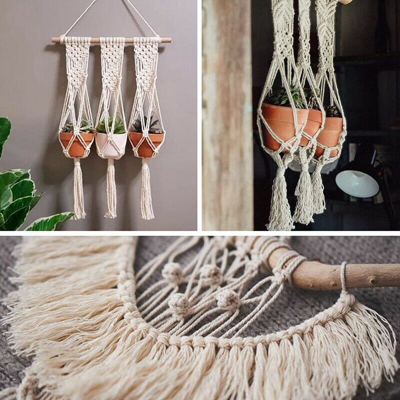 DIY Macrame Kit,Macrame Wall Hanging Kit,Cotton Cords 3mm,Wooden s,Wooden StT6B1