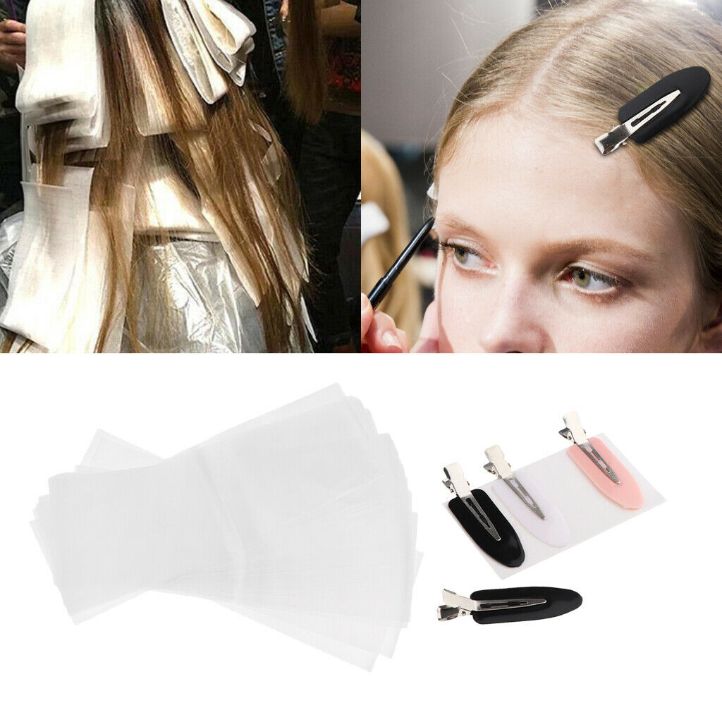50x Professional Hair Dye Highlight Foil Paper Sheets & 4Pcs Clip Tools