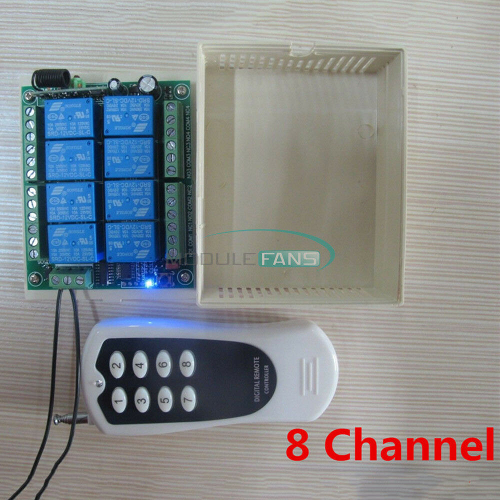 DC 12V 8-Channel Relay RF Switch 1000m Remote Control Transmitter+ Receiver