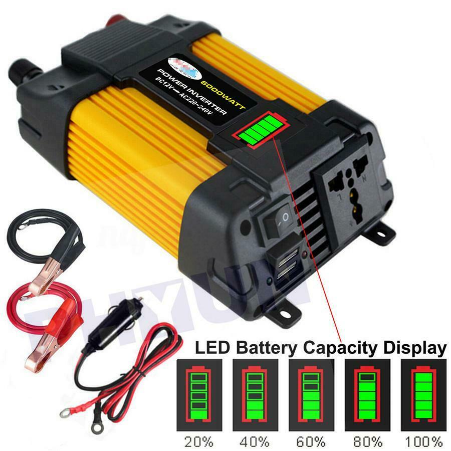 12V DC 6000W Peaks Power AC Car Power Inverter Solar Converter