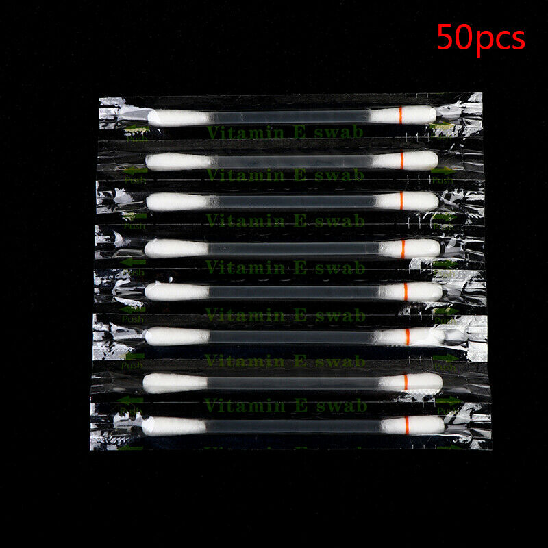 50pcs Vitamin E Oil Swabs Stick VE Cotton Swab Protect Lip Gum Anti-dry Moist KX